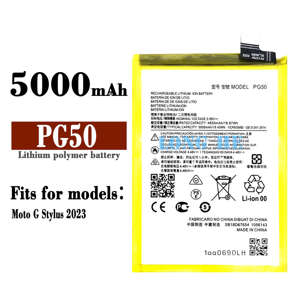 Batterie de remplacement pour Motorola Moto G Stylus 4G / 5G (2023) XT2315 XT2317, PG50 Batterie de remplacement pour Motorola Moto G Stylus 4G / 5G (2023) XT2315 XT2317, PG50